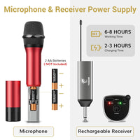 1 x RAW Customer Returns TONOR Wireless Microphone, UHF Dual Metal Dynamic Microphone System with Rechargeable Receiver, for Karaoke Singing, Home KTV, Wedding, DJ, Party, Speech, Church, 60m TW630 , Gray and Red - RRP €68.99