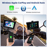 1 x RAW Customer Returns Hikity Wireless Portable Apple Carplay Android Auto Display for Motorcycle, 5 inch IPS Waterproof Touchscreen Car Radio with Bluetooth, Navigation Siri Google Assistant for Moto - RRP €149.99