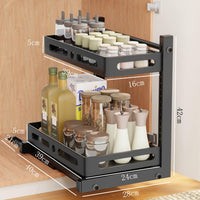 1 x RAW Customer Returns YunNasi 2 Tier Undersink Organizer Stainless Steel Kitchen Organizer Kitchen Shelf Under Sink Adjustable Height Sliding Drawer Organizer Black  - RRP €30.99