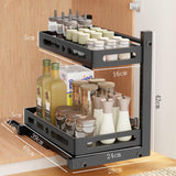 1 x RAW Customer Returns YunNasi 2 Tier Undersink Organizer Stainless Steel Kitchen Organizer Kitchen Shelf Under Sink Adjustable Height Sliding Drawer Organizer Black  - RRP €30.99