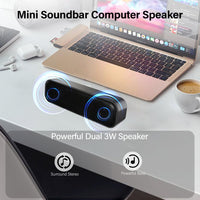 1 x RAW Customer Returns ADELGO SoundBar Mini USB Speaker, Computer Speaker Laptop Boxes for PC, Computer, Laptop, Notebook, Tablet - Plug and Play - Black - RRP €18.31