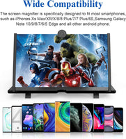 1 x RAW Customer Returns Mobile phone screens magnifying lens, 3D screen, extendable HD screen against blue light, screen magnifier for smartphones, display enlarger, magnifying glasses 14 inches, black . - RRP €18.98