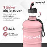 5 x Brand New HYDRATE XL - BPA Free Gym Water Bottle with Snap Cap - Leak Proof - Matte Pink - Bottle with Extra Strong Material - 2.2 Liter - RRP €84.3