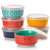 1 x RAW Customer Returns DOWAN Porcelain dip bowls, 176 ml dessert bowls set of 6 with lid - stackable bowl for sauce, snack, dessert, tapas, creme brulee bowls, multicolored, dishwasher and microwave safe - RRP €34.99