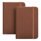 1 x Brand New Fjllrven Pack of 2 A7 Notebook Pocket Mini Notepad Hard Cover with 200 Pages, 3.9 x 2.7 Pocket Notebook Diary Leather with Bookmark and Elastic Closure Band, Bronze - RRP €11.09