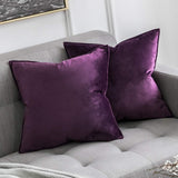 1 x RAW Customer Returns MIULEE Set of 2 Velvet Cushion Covers Flange Cushion Cover Decorative Sofa Cushions Throw Pillows Wrapped Edge Cushion Covers Decorative Pillowcase for Sofa Living Room Bedroom 50 x 50 cm Aubergine Purple - RRP €18.14