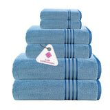 1 x RAW Customer Returns Casa Copenhagen Zero Twist, 6 Piece Towel Set, 100 Cotton, Dusty Blue, 600 GSM, 2 Bath, 2 Hand and 2 Washcloths Made of Egyptian Cotton, Ultra Soft Luxury Towels for Bathroom - RRP €54.54