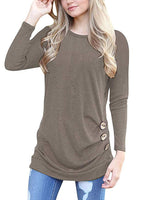 1 x Brand New MOLERANI Women Tops Long Sleeve Round Neck Tunic Blouse T-Shirts Casual T-Shirt Brown L 42-44 - RRP €27.19