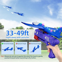 1 x RAW Customer Returns Airplane toy, children s foam airplane glider, styrofoam airplane throwing glider catapult children s toy gun with 4 foam airplanes full body LED  - RRP €19.99