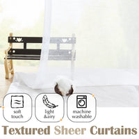 1 x RAW Customer Returns TOPICK linen curtains with ruffle tape, semi-transparent linen structure curtains, sheer voile curtain, modern for bedroom, living room, light-filtering window decorations, set of 2, 140 x 175 cm, white - RRP €31.99