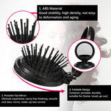 2 x Brand New Pocket Mirror Brush,Hair Brush with Mirror,Portable Round Hair Brush,Foldable Hair Brush,Mini Hair Brush,Travel Hair Brush,With Comb Cleaner,Pink Black,2pcs - RRP €31.2