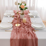 1 x RAW Customer Returns AOKSUNOVA Christmas Muslin Wedding Table Runner Chiffon 400x80cm 4m - RRP €21.62