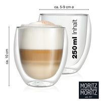 1 x Brand New Moritz Moritz Barista Roma 2 x 250 ml double wall cappuccino glasses 250ml - double wall glasses for coffee, tea or dessert - dishwasher safe - RRP €20.78