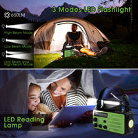 1 x RAW Customer Returns YOOULIT Emergency Radio Solar Crank Portable Radio, 8000mAh Portable Solar Radio with LED Flashlight Reading Light, AM FM NOAA WB Handshake Crank Radio, SOS Alarm, Outdoor Camping Compass Green  - RRP €13.45