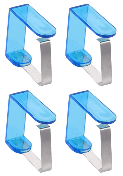 1 x RAW Customer Returns MIK funshopping 4-piece set of tablecloth clips, tablecloth holders, table cloth holders, table cover clamps made of stainless steel, tablecloth clips for outdoors and gardens acrylic blue  - RRP €6.26