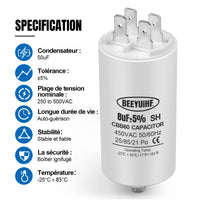 1 x RAW Customer Returns BEEYUIHF starting capacitor 8uf 35x66mm CBB60 8uf 35x65mm capacitor 50 60Hz 450VAC with M8 screw for electric motor dryer washing machine - RRP €26.4