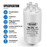 1 x RAW Customer Returns BEEYUIHF starting capacitor 8uf 35x66mm CBB60 8uf 35x65mm capacitor 50 60Hz 450VAC with M8 screw for electric motor dryer washing machine - RRP €26.4