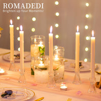 1 x Brand New Romadedi Glass Candle Holders, 6 Pieces Clear Tapered Candle Holders for Wedding Decoration, Bulk Centerpiece for Standard Candles, Christmas Party Table, Living Room, Dinner, - RRP €25.99