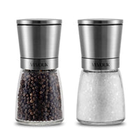 1 x RAW Customer Returns Vevok Chef salt and pepper mill set of 2 I made of high-quality stainless steel I ceramic grinder - infinitely adjustable I salt mill, chili mill, pepper mill, spice mills for home, outdoor travel - RRP €15.99