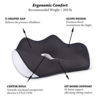 1 x Brand New EUBSWA Ergonomic Seat Cushion, Prevention of Hemorrhoids U-shaped Hole, Seat Ring Coccyx Relief for Lciatica, Pregnancy, Comfortable Cushion for Office Chair at Home, Black - RRP €20.4