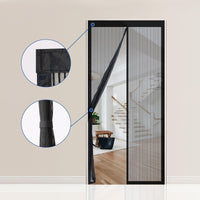 1 x RAW Customer Returns Sekey magnetic fly screen door without drilling, cat-proof, door curtain balcony magnetic curtain, insect protection fly protection with widened adhesive tape 90 x 210 cm, black - RRP €12.13