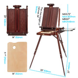 1 x RAW Customer Returns MEEDEN French easel, sketch box easel with artist drawer, adjustable wooden tripod easel stand for painting, suitcase easel - walnut - RRP €145.95