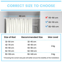 1 x RAW Customer Returns MUHOO curtain rod 2 pieces, clamp rod curtains, telescopic curtain rod without drilling, use as a window curtain rod DIY shelf extendable clothes rail - white 55-90 cm, 14mm  - RRP €17.14