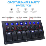 1 x RAW Customer Returns Geloo 8 Gang Marine Switch Panel Waterproof Toggle Rocker Switch Panel 12V 24V Circuit Breaker blue LED for Car RV Vehicle Boat Yacht - RRP €56.04