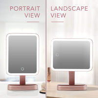 1 x RAW Customer Returns Fancii LED Lighted Makeup Mirror with 3 Adjustable Color Tones, 1x and 15x Magnification, Natural Light Cosmetic Mirror, Touch Screen, Dual Power Supply - Aura Pink  - RRP €35.99