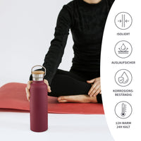 1 x RAW Customer Returns Bambaw Thermos Bottle 1.l, Red Bottle, Stainless Steel Drinking Bottle, Large Water Bottle, 1 Liter Thermos Bottle Cherry Red - RRP €27.11