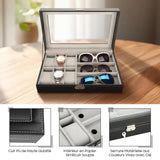 1 x RAW Customer Returns Jewelry Box for Men s Watches and Glasses 3 Grids Glasses 6 Watch Display Storage Box PU Leather Watch Box Organizer, Drawer Organizer - RRP €25.16