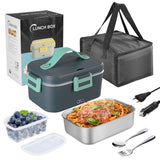 1 x RAW Customer Returns XREXS 1.8L Electric Heated Lunch Box, 75W Portable Food Warmer for Car, Truck Office Home - Large Capacity, 3 in 1 220V 12V 24V Lunch Box with Fork Spoon and Insulated Carry Bag - RRP €29.35