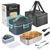 1 x RAW Customer Returns XREXS 1.8L Electric Heated Lunch Box, 75W Portable Food Warmer for Car, Truck Office Home - Large Capacity, 3 in 1 220V 12V 24V Lunch Box with Fork Spoon and Insulated Carrying Bag - RRP €26.21