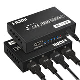 1 x RAW Customer Returns 4K HDMI Splitter 1 In 4 Out, Audio Video HDMI Distributor with Power Supply Simultaneously 4 Monitors, 30M Long Stable Transmission - RRP €19.32