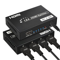 6 x RAW Customer Returns 4K HDMI Splitter 1 In 4 Out, Audio Video HDMI Distributor with Power Supply Simultaneously 4 Monitors, 30M Long Stable Transmission - RRP €118.02