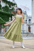 3 x Brand New Women s Medieval Dress Neckline with Lace A-Line Victorian Graduation Dresses Light Gray Green XXL - RRP €60.48