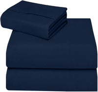 1 x RAW Customer Returns Utopia Bedding - 3-Piece Bed Sheet Set 90x190 Navy Blue, Single - Brushed Microfibre Polyester - Fitted Sheet, Flat Sheet and 1 Pillowcase 50x75 - RRP €18.68