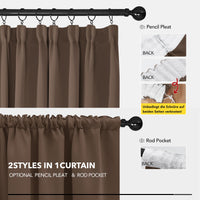 1 x RAW Customer Returns Deconovo Curtains Opaque Ruffle Tape Curtains Thermal Curtain Blackout, 245 x 140 cm Height x Width , Brown, Set of 2 - RRP €40.49