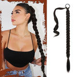 1 x RAW Customer Returns Sofeiyan Braid Extensions Ponytail Extension with Hair Tie 66cm Long Braided Ponytail Extension Black Brown Natural Hair Extension Synthetic Braid Hairpiece for Women - RRP €17.14