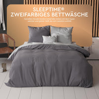 1 x RAW Customer Returns Sleeptime 100 cotton bed linen 240cm x 220cm grey anthracite - soft non-iron duvet covers with press studs - two-tone bed linen set with 2 pillowcases 60cm x 70cm - RRP €35.0