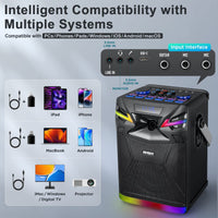 1 x RAW Customer Returns DSP Bluetooth Karaoke Machine with 2 Microphones for Outdoor Party, 6.5 Subwoofer Portable PA System, Music Box USB-C Recording Support Sound Effects DJ Lights FM for YouTube iOS Android GPSK-1 - RRP €226.22