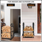 1 x RAW Customer Returns Amagabeli Firewood Rack Indoor Firewood Rack with 4 Fireplace Tools 74x40x30cm Firewood Stand Fireplace Tools for Outdoors Firewood Holder Wood Rack for Fireplace Stove Cutlery Wrought Iron Black - RRP €64.91