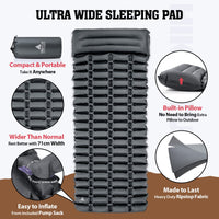 1 x RAW Customer Returns HIKENTURE sleeping pad outdoor camping with pump bag - camping sleeping pad small pack size - sleeping pad ultralight sleeping mat outdoor trekking - camping mat - inflatable sleeping pad with pillow-A2 Grey - RRP €34.68