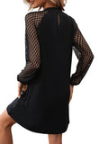 1 x RAW Customer Returns GORGLITTER Dress With Lace Women s Long Sleeve Dress Elegant Lace Dress Knee Length Dress With Sequins T-Shirt Dresses Casual Dress Long Sleeve Black XL - RRP €27.37