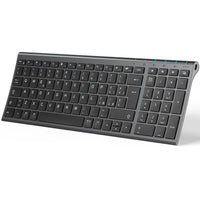 1 x RAW Customer Returns iClever 2.4G Wireless Keyboard, Bluetooth Keyboard Rechargeable, Ultra-Slim Dual-Mode Full-Size Keyboard for Mac, iPhone, Windows, Android, Black - RRP €37.3