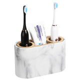 1 x RAW Customer Returns Shinowa Toothbrush Holder, 3 Compartments Electric Toothbrush Holder with Drain Hole Toothpaste Stand Resin Tooth Organizer Holder Toothbrush Holder Set for Sink Vanity Dressing Table, White - RRP €23.28