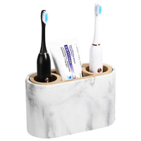 1 x RAW Customer Returns Shinowa Toothbrush Holder, 3 Compartments Electric Toothbrush Holder with Drain Hole Toothpaste Stand Resin Tooth Organizer Holder Toothbrush Holder Set for Sink Vanity Dressing Table, Ink White - RRP €18.73