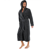 1 x RAW Customer Returns CelinaTex Samos Bathrobe Hooded Uni Long Side Pockets Ladies Gentlemen Unisex Sherpa Fleece S Anthracite - RRP €36.97