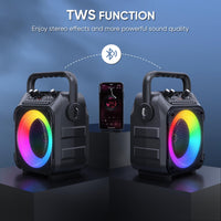 1 x RAW Customer Returns Wowstar Portable Karaoke Machine with 2 Wireless Microphones, Bluetooth Speaker Box for Adults Children with Light Effects, Supports TF USB, FM, REC, AUX in, TWS for Party, Birthday Black  - RRP €79.99