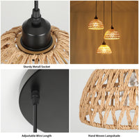 1 x RAW Customer Returns FORCOSO Rattan Pendant Light, Boho Lamp Rattan Hanging Rustic, Braided Hanging Lamp Basket, Ceiling Lamp Rattan E27 30 cm , for Bedroom Living Room Dining Room Hallway Kitchen - Brown - RRP €45.37